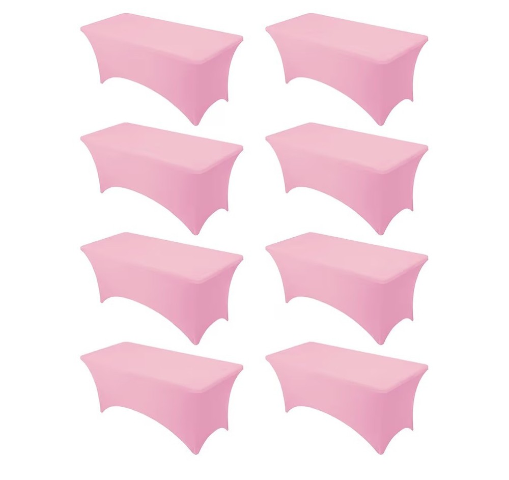 Dailyset 8-Pack Premium Pink Spandex Tablecloths for 6ft Rectangle Tables