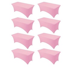 Dailyset 8-Pack Premium Pink Spandex Tablecloths for 6ft Rectangle Tables