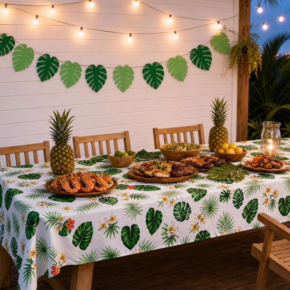 Tropical Party Decorations Set Monstera Leaf Banner Garland Summer Backdrop DIY