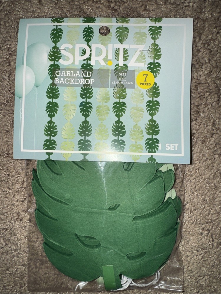Spritz Garland or Backdrop 7 Pieces, 8 Ft Long, Leaves Tropical Design T15