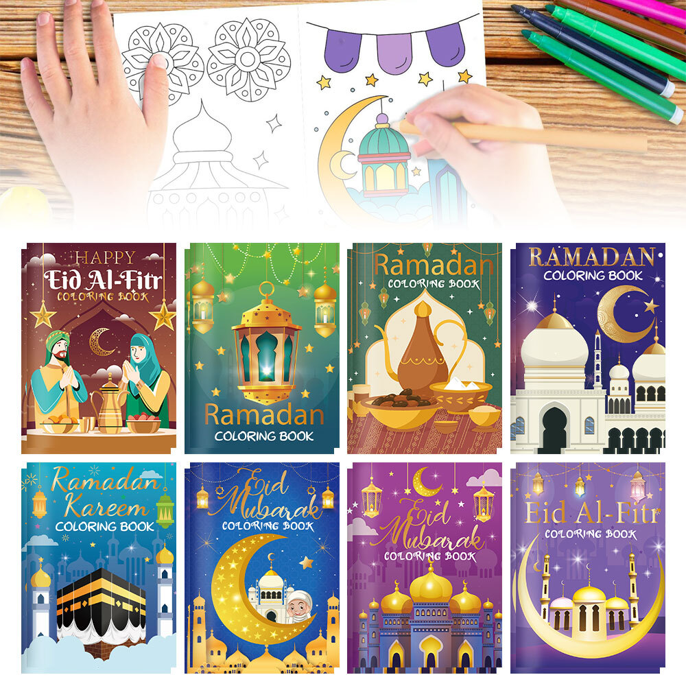 Ramadan Eid Mubarak Party Mini Coloring Book Graffiti Painting Book ET