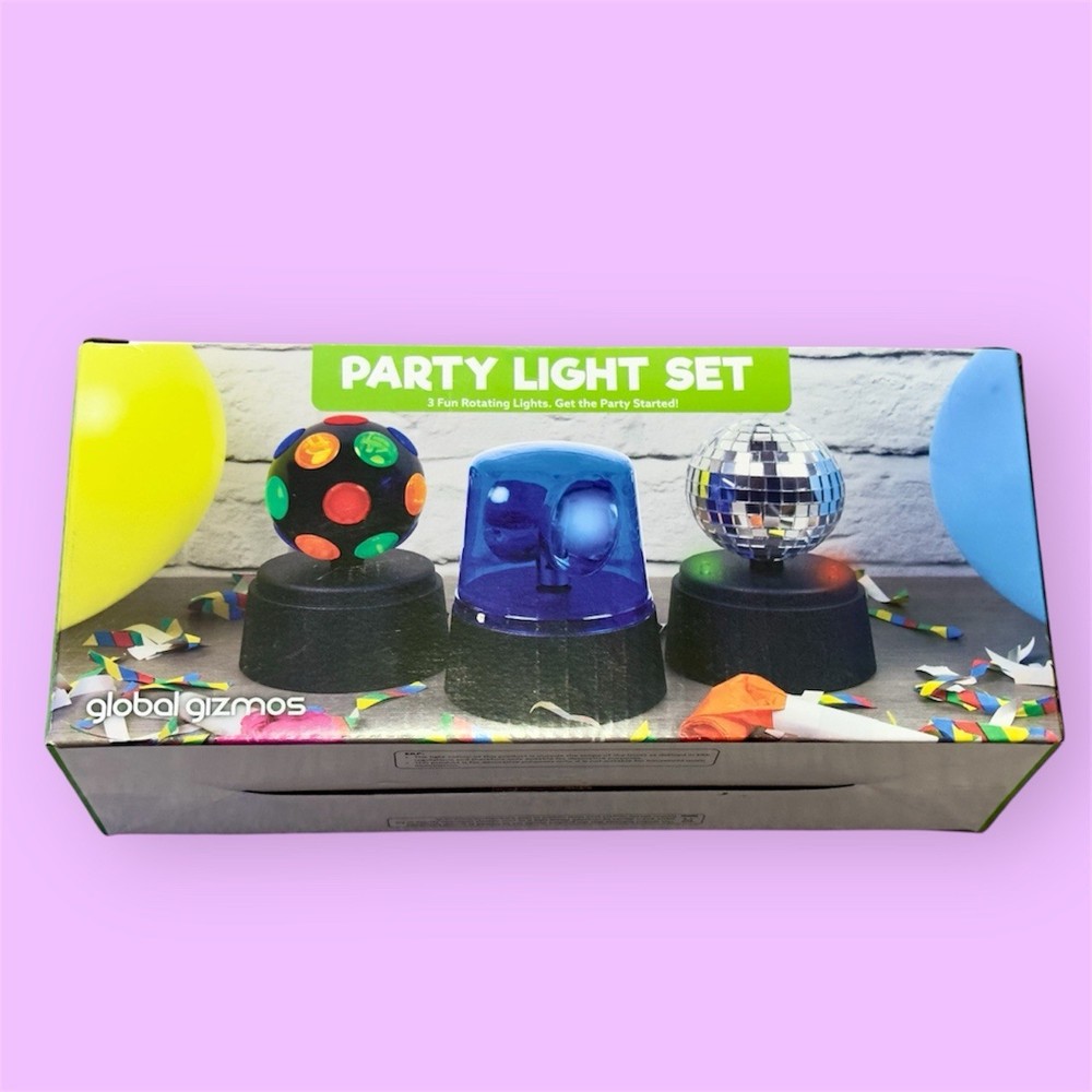 Global Gizmos Party Light Set Disco Ball Mirror Ball Police Light Brand New