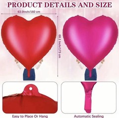 HUGE GIGANTIC 63″ Red Heart Shaped Balloon Valentine’s Day, Birthday, Love Gifts
