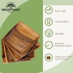 WRIGHTMART Set of 4 – 8 Inch Square Acacia 4 8 x 8 inches, Natural