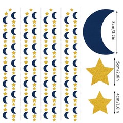Navy-Blue Gold Moon-Star Party-Decorations Garland – 52Ft Twinkle Little Star…