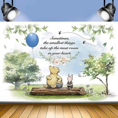 Winnie the Pooh Birthday Backdrop Newborn Shower Party Photo Background Banner