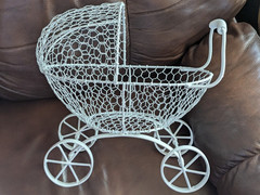 Large White Metal Carriage Stroller Centerpiece Room Decoration Baby Shower more