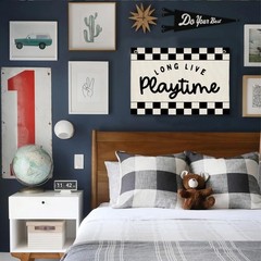 Playroom Car Race Boy Wall Decor, Toddler Playroom Decor Hanging Linen Banner…