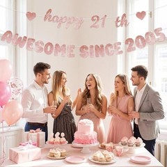 Finally 21 Rose Gold Birthday Decorations for Women – Glittery Happy 21st