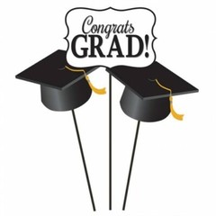 Graduation Mortar Board Centerpiece Sticks 6″ x 10″ 3 Pack Grad Decorations