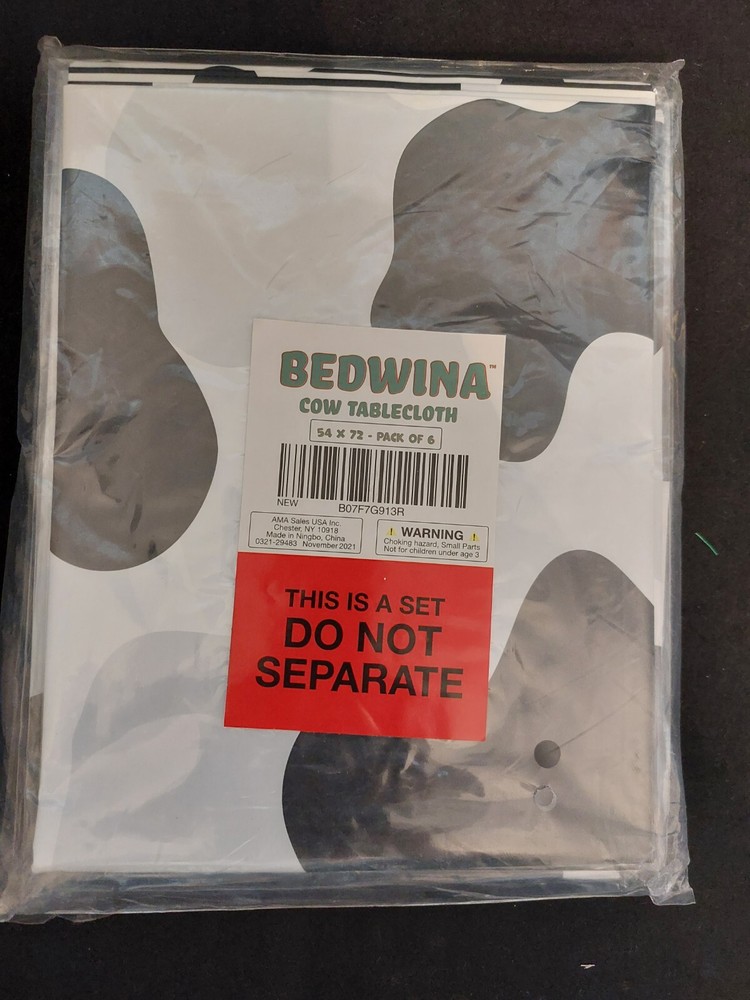 Bedwina Cow Print Tablecloth Pack of 6 – 54 x 72 Inch