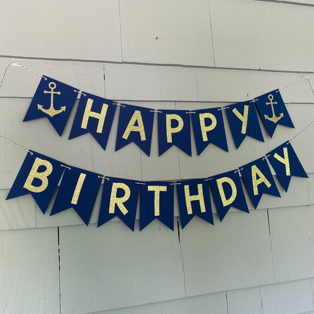 Handmade Nautical Birthday Banner, Anchor Birthday Banner, Sea Birthday B084