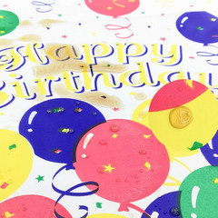 4 Pcs Birthday Tablecloth Disposable Plastic, Colorful Balloons Confetti Happy B
