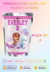 Personalised Mermaid Capri Sun Labels Birthday Party Decorations UK