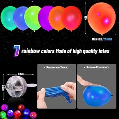 LED Balloons Flashing, 200 Pack, 8 Colors Light Up Balloons, Lasts 12-24 Hours..
