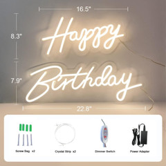 40″/23″ Happy Birthday Neon Sign Large – Happy Birthday Sign 12V – Happy Birthda