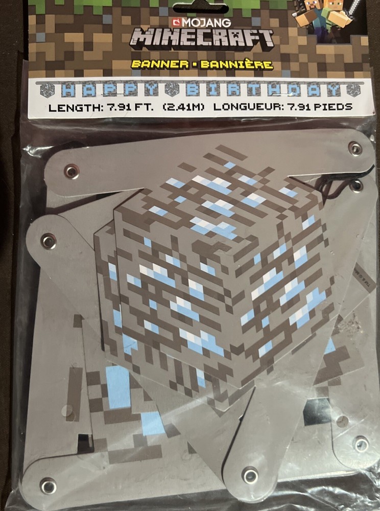 MINECRAFT «HAPPY BIRTHDAY» Banner 7.91 FT. Long Mojang FREE SHIPPING New Unopen