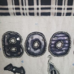 Ghosts in Truck Halloween Beaded/Sequin Wall Hanging Flag New