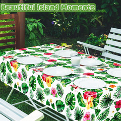 4Pcs Luau Party Decorations, 108″ X 54″ Floral Leaf Tablecloth, Disposable Plast