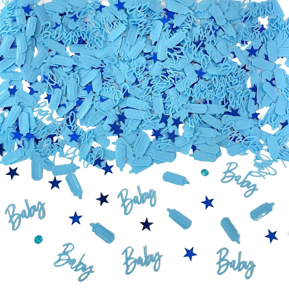 Blue Baby Shower Metallic Foil Confetti Decorations For Boys Party Crafts