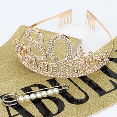 80th Birthday Decorations for Women – Set of 80 & Fabulous Crown Tiara, Gold