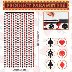 Casino Theme Party Decorations, 2 Pack 3.3X6.6 Ft Red and Black Tinsel Foil Frin
