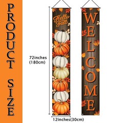 Fall Decorations Pumpkin Maple Leaves Porch Sign Door Banner Autumn Gift 12″x71″