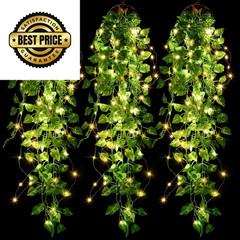 Mudder 3 Packs LED Artificial Hanging 3.6 ft x 9.84 ft, Greenery Style