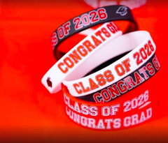 30 Pcs Red White Black Congrats Grad & Class of 2026 Silicone Wristband Bracelet