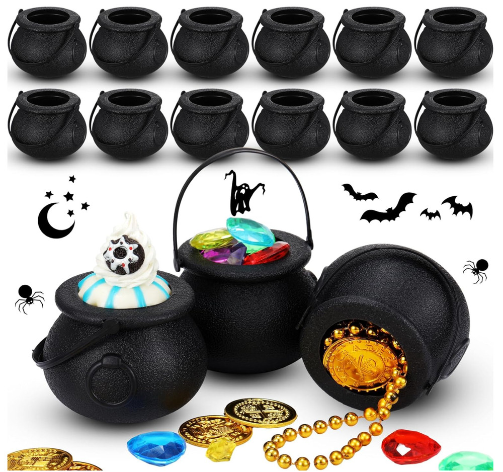 30 Pcs Black Candy Cauldron Kettles Mini Cauldron Plastic Cauldron Black Pot