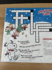 Peanuts Snoopy Vintage Christmas Holiday Party Express 8 Placemats Kids NOS