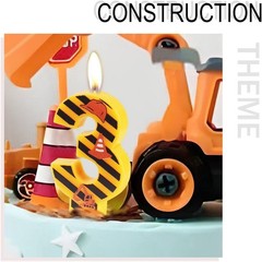 Construction Birthday Number Candles, Boys Happy 3, Multicolor