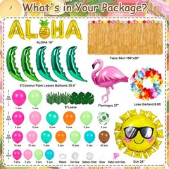 Tropical Luau Balloons Arch Garland Kit, Luau Party Decorations with Palm Lea…