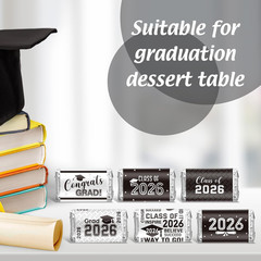 90 Pcs Graduation 2026 Decoration Label Sticker – Congrats Grad Mini Candy Bar W