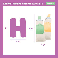 Art Party Decorations: 2-Piece Banner Set with Happy Birthday Banner and Paint P