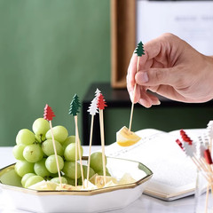 50PCS Christmas Fruit Picks Bamboo Cocktail Sticks Party Decorations