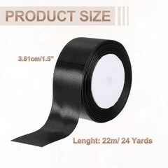 1.5 Inches x 24 Yards Satin Ribbon Roll Gift Wrapping Ribbon, Black