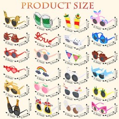 NICOWARM 24 Pcs Funny Party Sunglasses Photo Booth Props for Adults Teens
