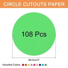 108 PCS 3 Inch Circle Cutouts Paper 180gsm Round Cardstock Assorted Colors