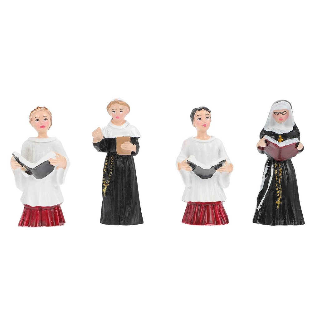 4pcs Resin Nun Statues Chanting Figurine Adorn for Micro Landscape Garden Dec…