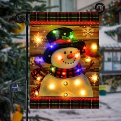 Merry Christmas LED Garden Flag Outside Christmas Flag Holiday Winter Outdoor JQ