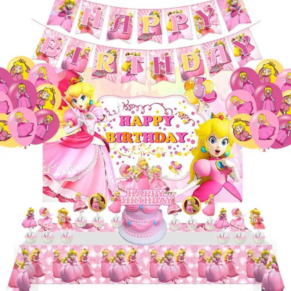 Mario Princess Peach Birthday Party Decoration Kit