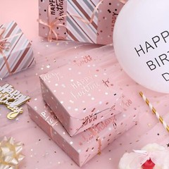 LeZakaa Reversible Birthday 1 Count (Pack of 1), – Metallic Pink