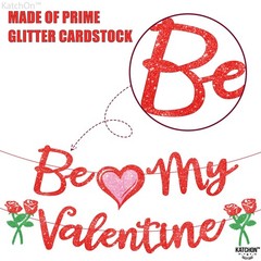 Red Glitter ‘Be My Valentine’ Banner – 10 Feet, No DIY | Valentine’s Day Decor