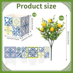 Blue Tiles Lemon Table Centerpiece Decor Amalfi Coast Box Decorations with 4