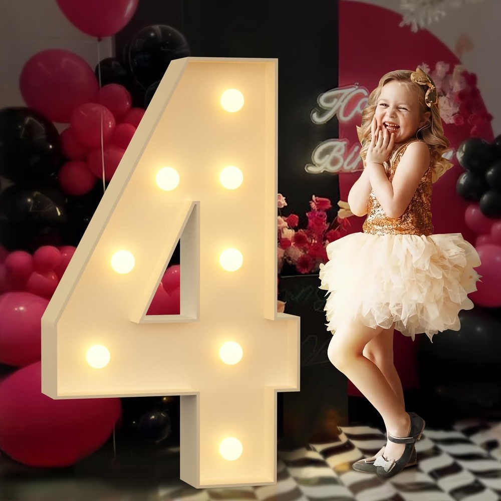 1 PCS 3FT Foam Board Number 4 Light Up Marquee Number Birthday Party Decor