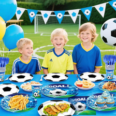 Soccer Party Decorations, 120Pcs Soccer Birthday Party Supplies-Serves 24 with S