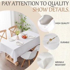 60×102 Table Cloth – 6 Pack Rectangular White Washable Stain and Wrinkle Resi…