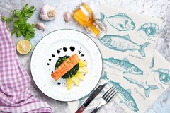 BIG CATCH Fish Beverage Napkins 20pcs Fishing Napkins, Coastal Cocktail Napkins