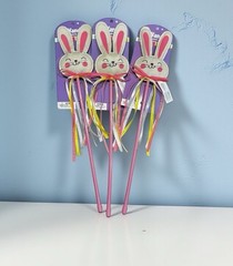 Easter Plushy Friendly Bunny Ribbon Wand Party Favor 20″ Set Of 3 New With Tag